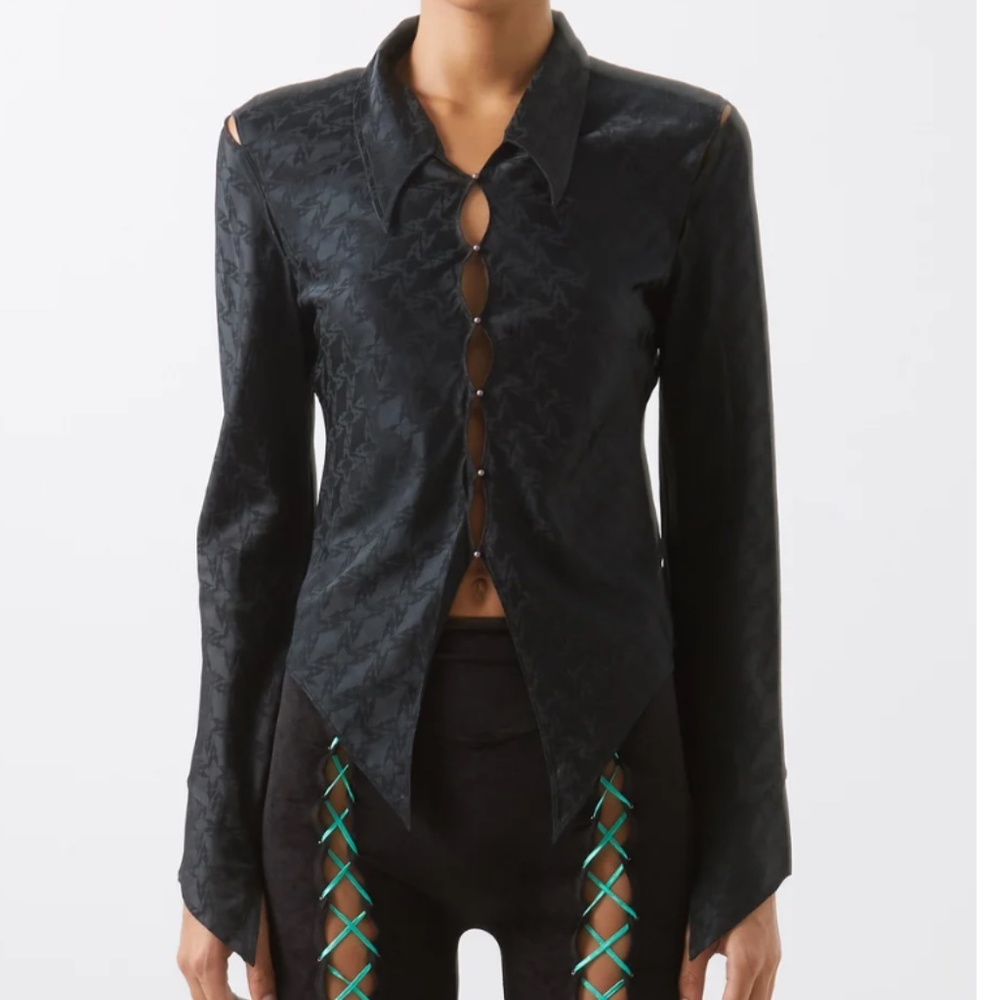 Cutout Geometric Silk-blend Satin Shirt from Rui